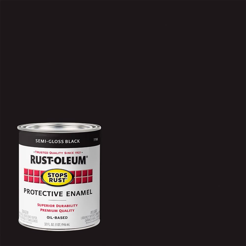 Rust-Oleum Stops Rust Indoor And Outdoor Semi-Gloss Black Oil-Based Protective Paint 1 Qt