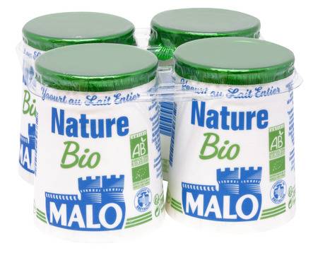 Yaourt nature Bio MALO - les 4 pots de 125 g