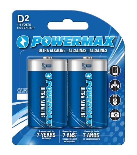 Powermax Alkaline Batteries D (2 ct)