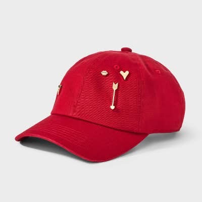 Universal Thread Valentine Gold Embellishment Baseball Hat, Unisex, One Size, Red