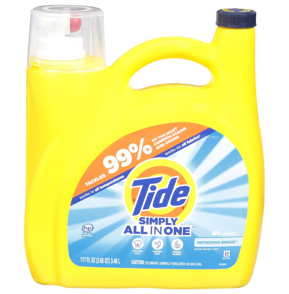 Tide Simply All-In-One Liquid Laundry Detergent, Refreshing Breeze (117 fl oz)