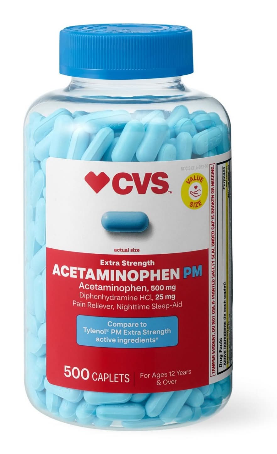 CVS Health Acetaminophen Pain Reliever & Nighttime Sleep-Aid Caplets (500 ct)