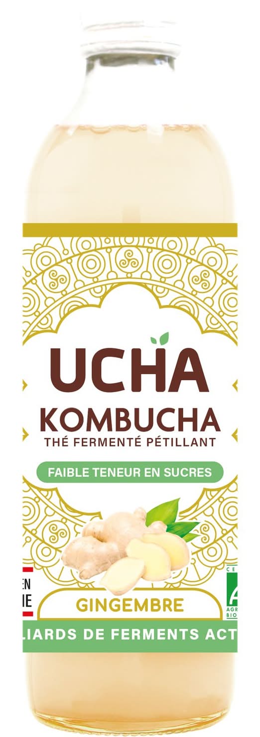 Ucha - Thé fermenté pétillant kombucha bio, gingembre (350ml)