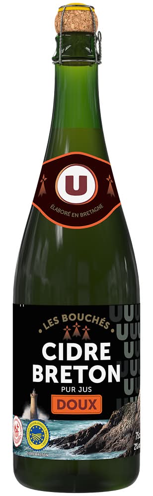 Les Produits U - Cidre doux bouché igp bretagne (750ml)