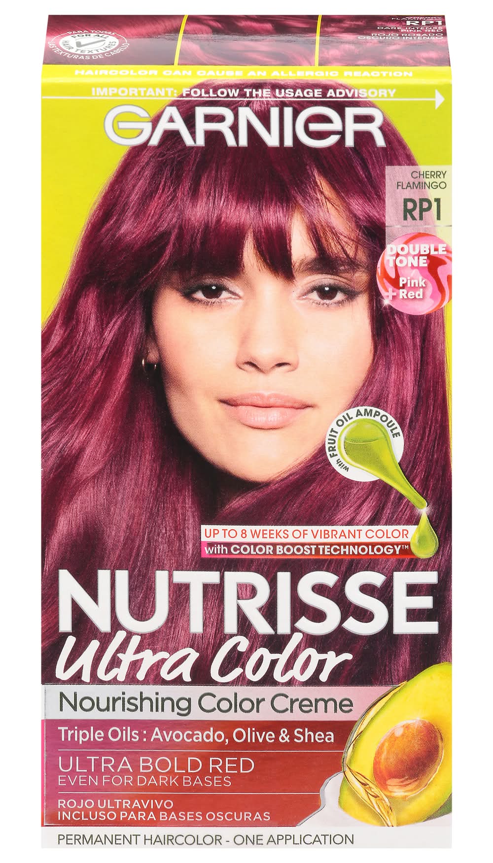 Garnier Nutrisse Ultra Color Cherry Flamingo Rp1 Permanent Haircolor, Cherry Flamingo (Dark Pink Red) (2 oz)