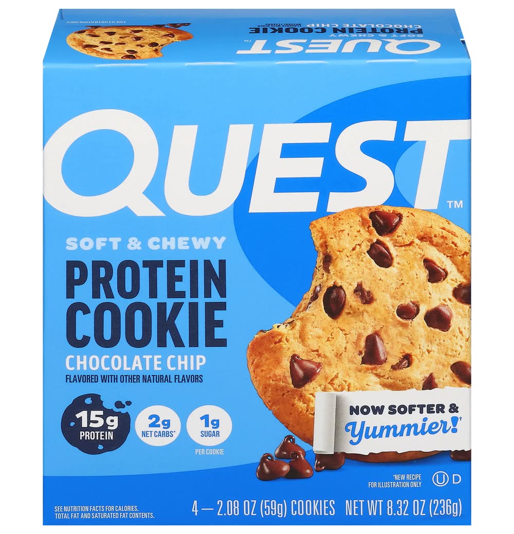 Quest Soft and Chewy Protein Cookies, Chocolate Chip (2.08 oz, 4 ct)