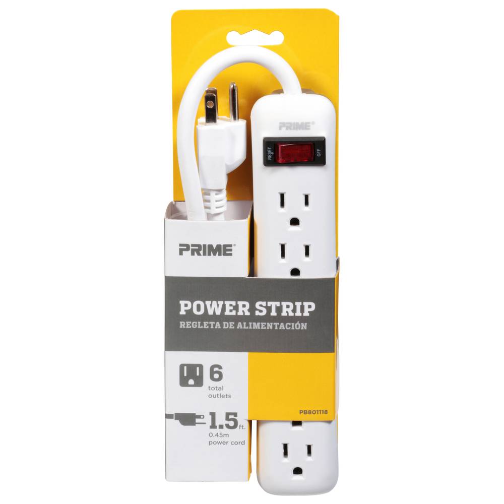 Prime 1.5 Ft 6 Outlet Power Strip