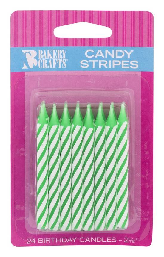 Bakery Crafts Green Candy Stripes Birthday Candle (24 candles)