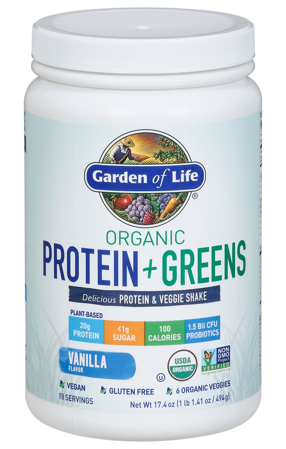 Garden of Life Organic Protein & Greens Shake, Vanilla (17.4 oz)