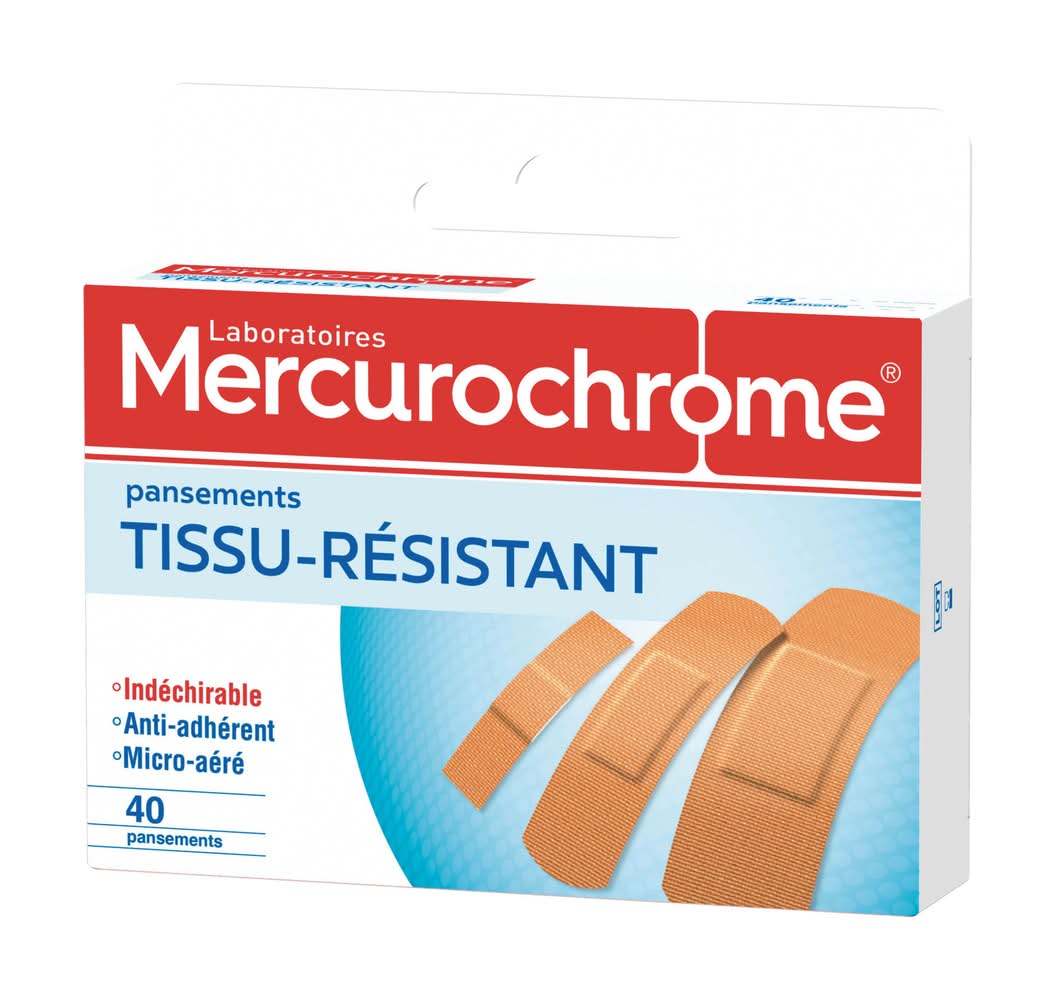 Mercurochrome - Pansements 3 tailles tissu-résistant (14g)