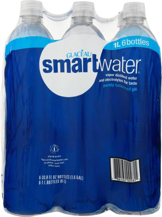 Smartwater Vapor Distilled Water (6 ct, 33.8 fl oz)