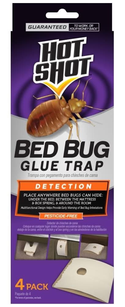 Hot Shot Bed Bug Glue Trap Detector Indoor Glue Glue Insect Trap 4 -Pack
