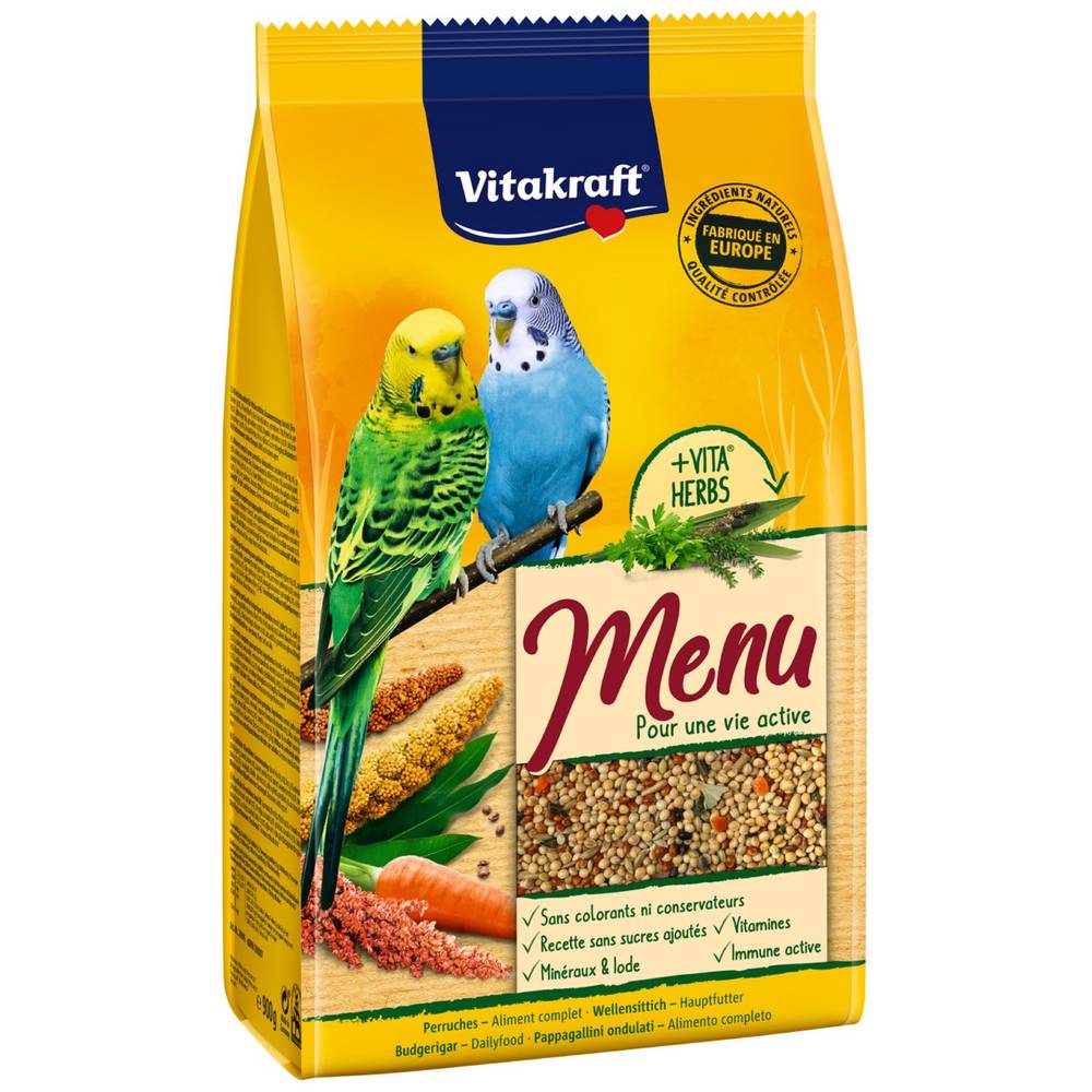 Vitakraft - Aliment pour oiseaux menu perruches (900g)