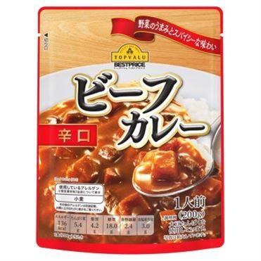 トップバリュ ベストプライス ビーフカレー辛口 200g4549414156683