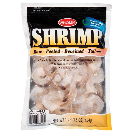 Wholey Raw Peeled & Deveined Tail-On Shrimp (1 lb)