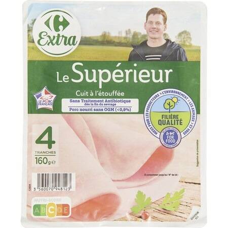 Carrefour Extra - Jambon à l'étouffée (4 pièces)