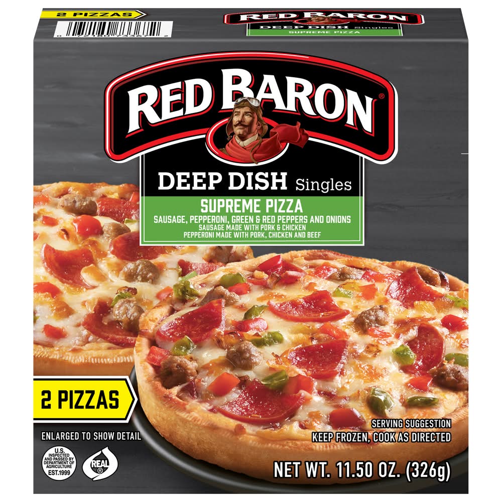 Red Baron Deep Dish Singles Supreme Frozen Pizza (11.5 oz, 2 ct)