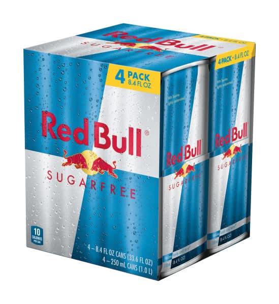 Red Bull Sugarfree Energy Drink, 8.4 Oz, Pack Of 4 Cans