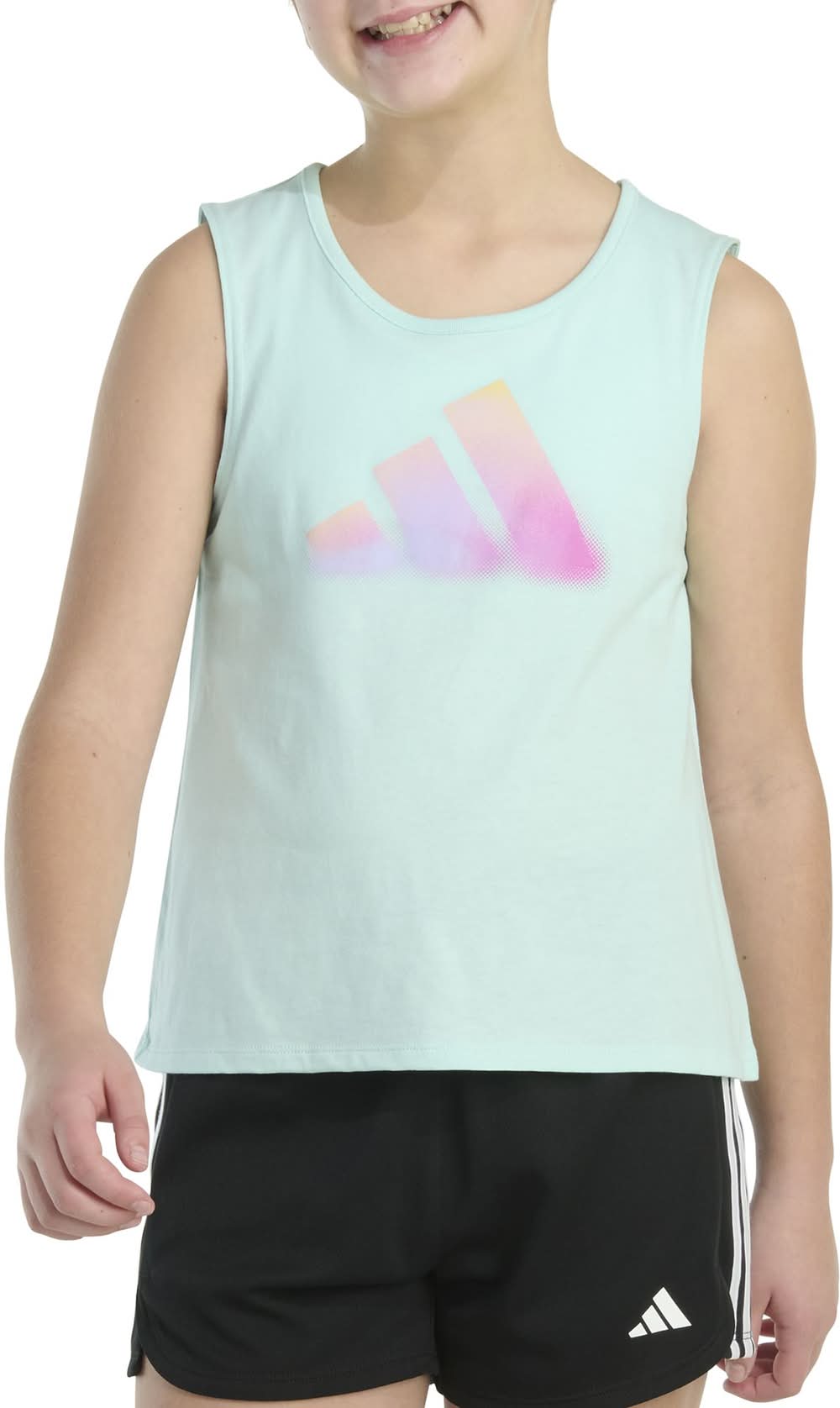 adidas Girls' Swing Back Tank Top (Semi Aqua Flash, M)