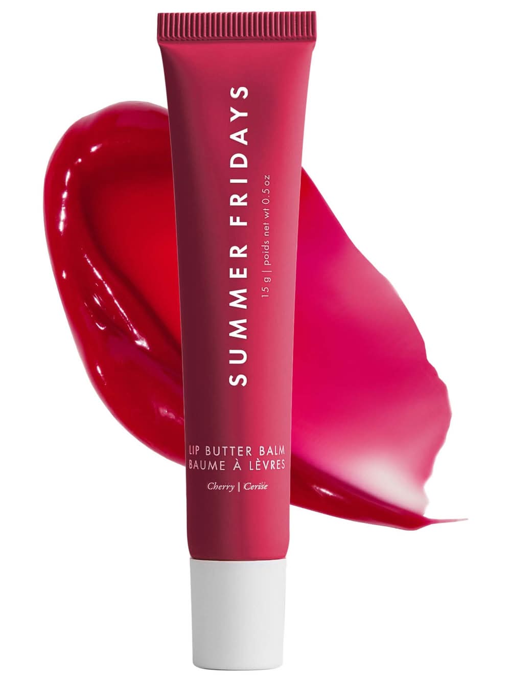 Summer Fridays Lip Butter Balm Treatment for Hydration + Nourishing Shine Cherry - sheer cherry red