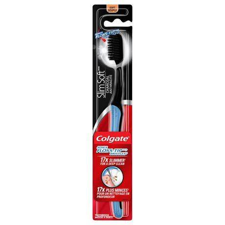 Colgate slim soft brosse à dents souple slim soft anthracite avec soies souples à bout plus mince (1 unité) - slim soft charcoal compact head toothbrush (1 unit)