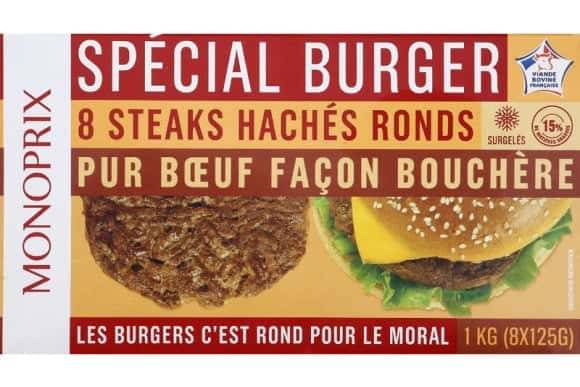 Monoprix - Steaks hachés ronds pur bœuf pour burgers (8)