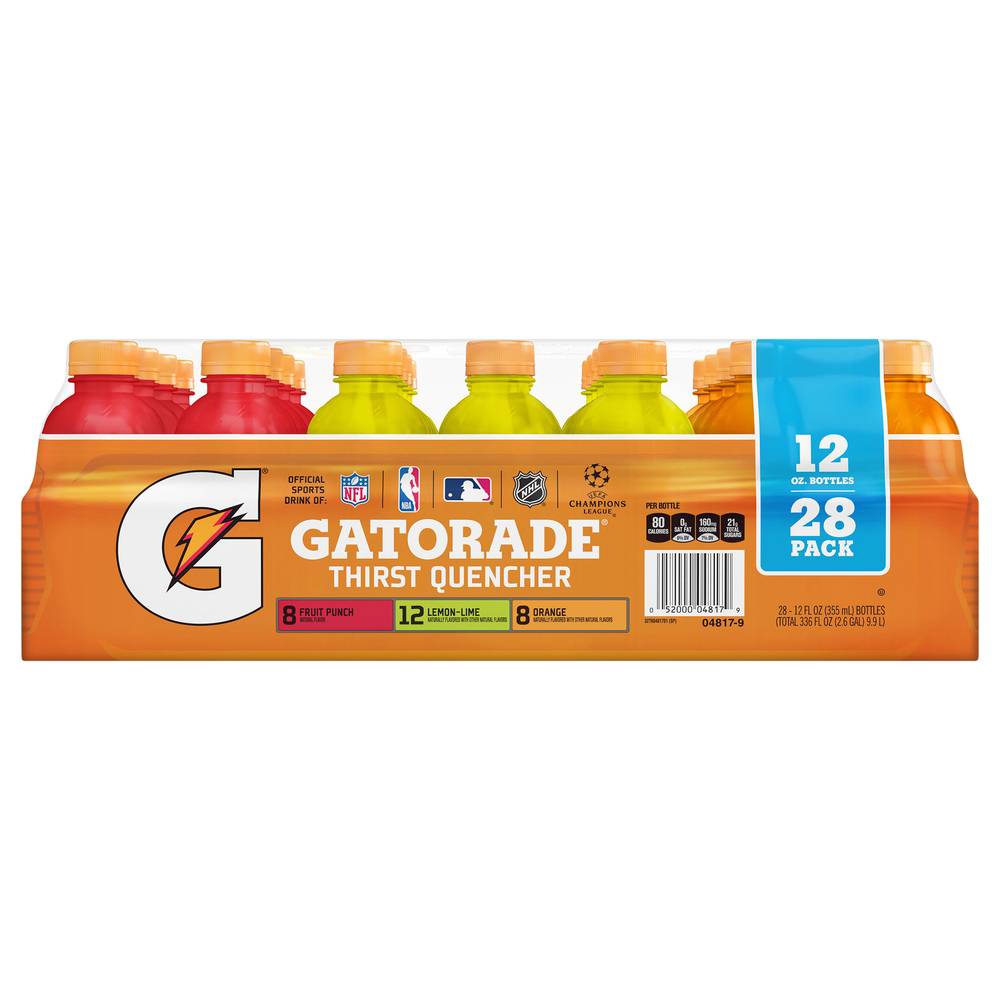 Gatorade Original Thirst Quencher Variety pack, Lemon-Lime, Orange, Fruit Punch (28 x 12 fl oz)