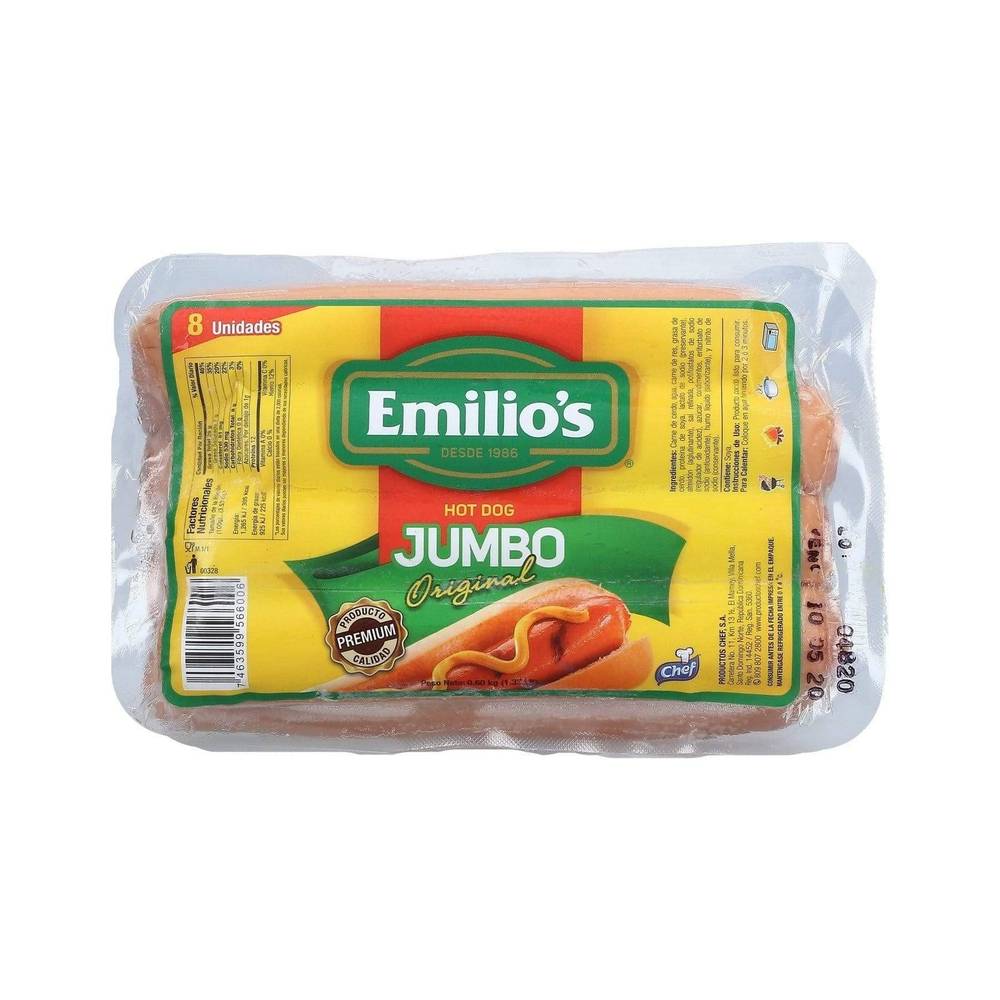 Salchichas Emilio’s Jumbo para Hot Dog 8 Uds
