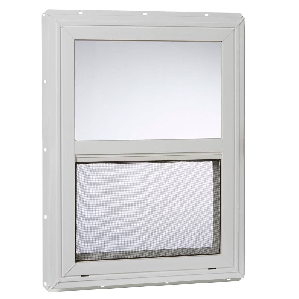 Project Source 20000S Series 17-1/2-in x 23-1/2-in White Vinyl New Construction Single Hung Window Single-glazed Single Pane Glass (Half Screen Included) | VSH1824PS