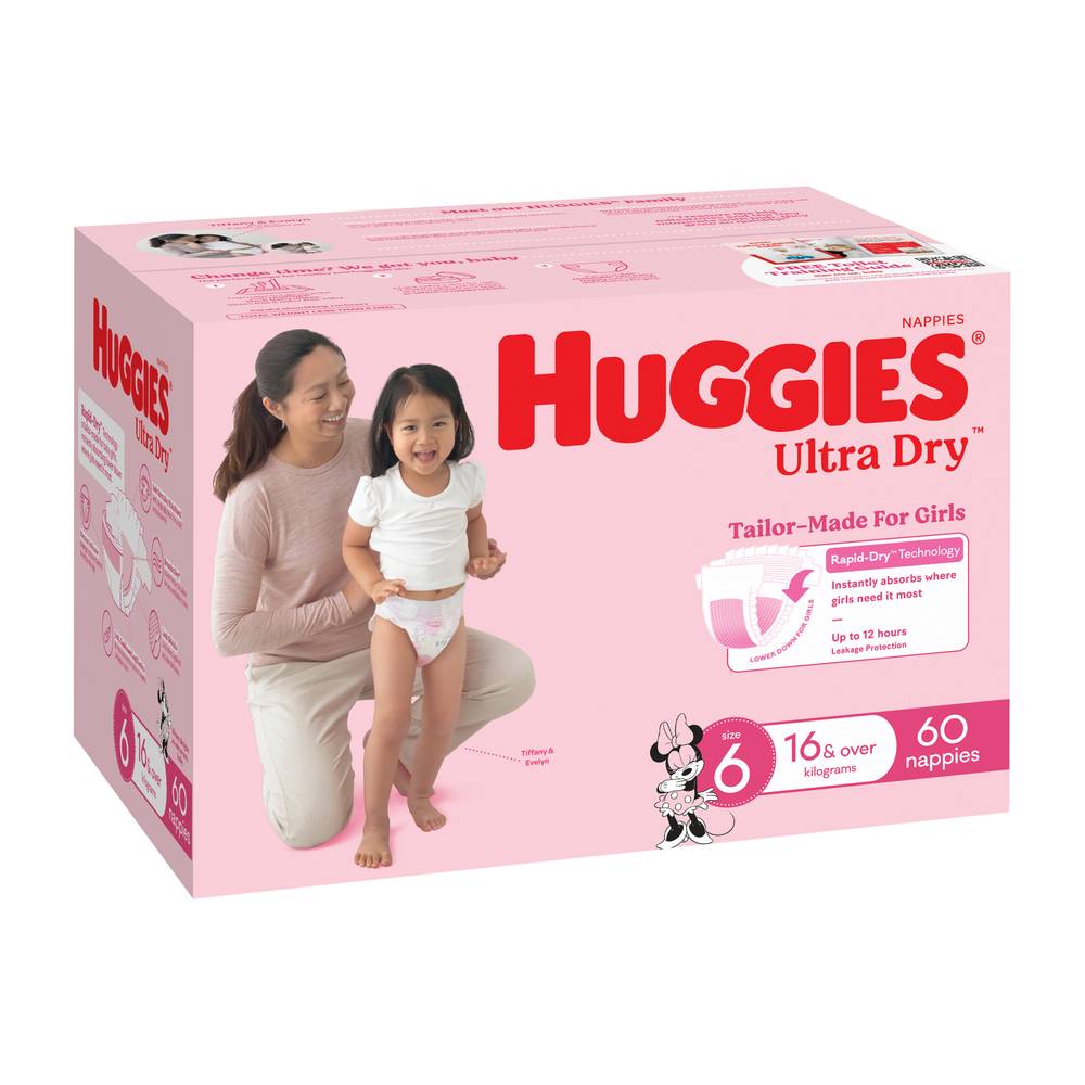 Huggies Ultra Dry Nappies Girls Size 6 (16+kg) (60 pack)