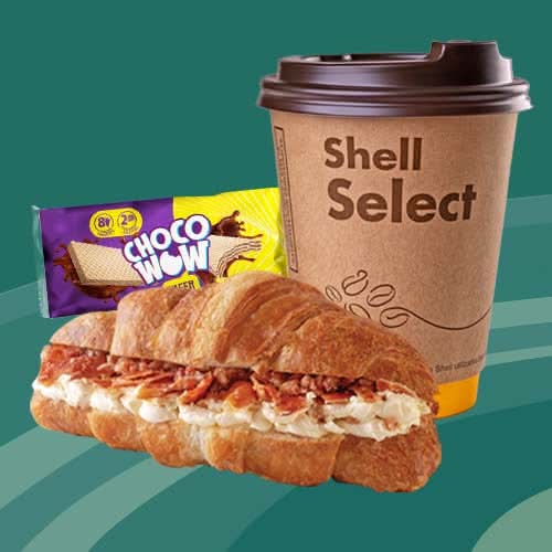 Combo Croissant Tocino y Queso Crema + Galleta Choco Wow 36 g + Café 12 oz