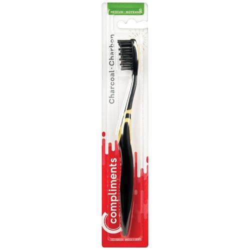 Compliments Toothbrush Charcoal Medium