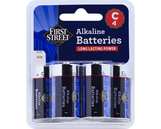 First Street · C Long Lasting Power Alkaline Batteries (4 ct)