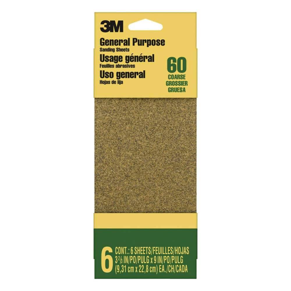 3M 3-2/3 In. X 9 In. Aluminum Oxide Coarse Sanding Sheets (6-Pack)