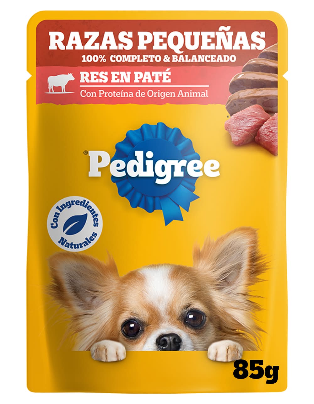 Pedigree · Alimento húmedo de res en paté para perros, Adulto-Razas Pequeñas (85 g)