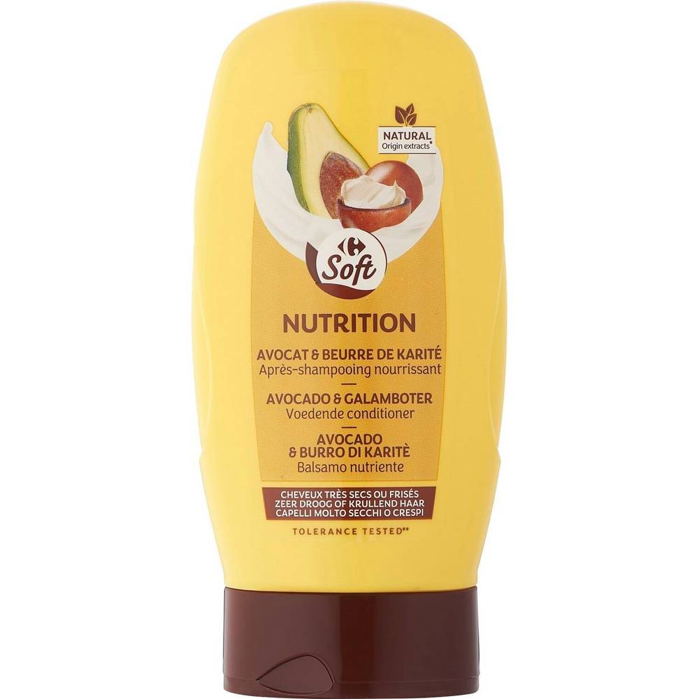 Carrefour Soft - Après shampoing nutrition avocat karité (200ml)