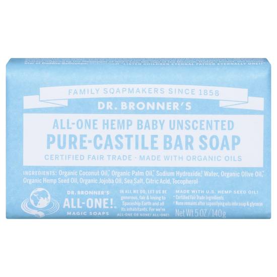 Dr. Bronner's Baby Pure-Castile Unscented Bar Soap