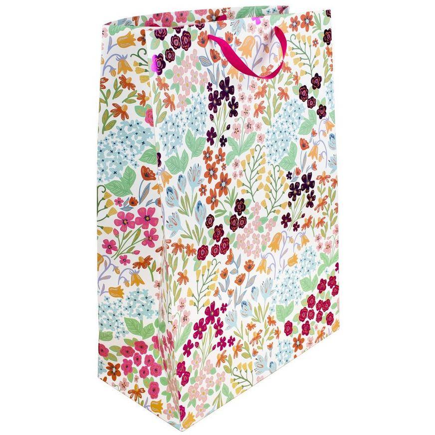 Party City Jumbo Funky Floral Gift Bag, 16.75in x 23.75in, Assorted