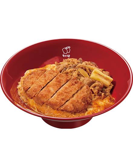 牛あいがけカツ丼 Gyudon &Katsudon (Simmered Pork Cutlet & Egg Rice Bowl )