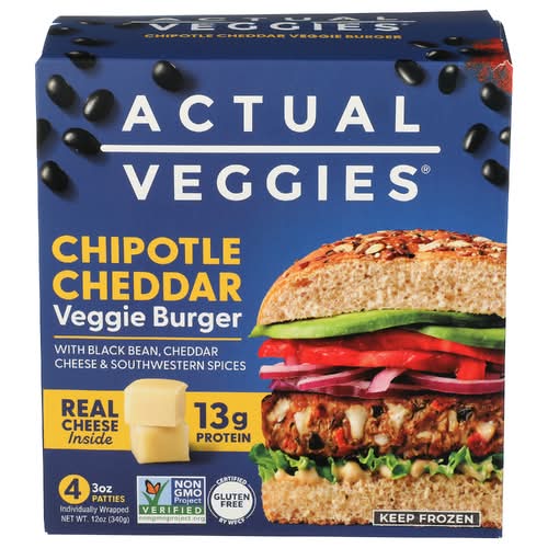 Actual Veggies Chipotle Cheddar Veggie Burgers (12 oz, 4 ct)