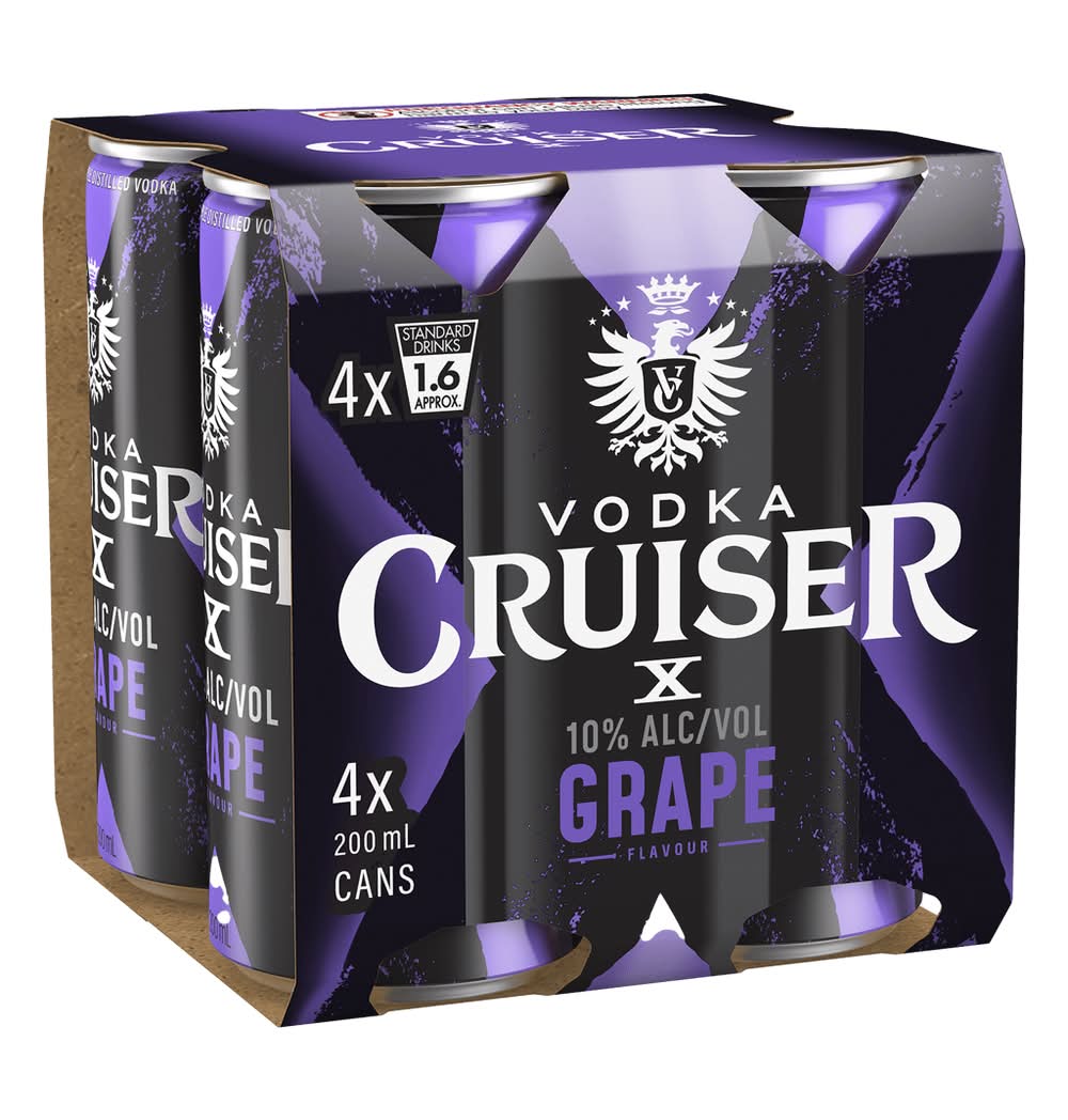 Vodka Cruiser Grape 10pct Cans 4x200ml