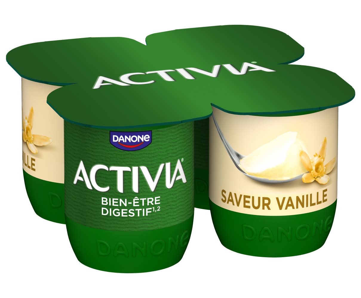 Activia - Yaourt aromatisé bien être digestif, vanille (4 x 125g)