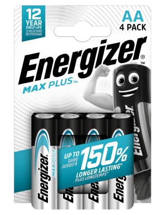 Energizer AA, Max Plus Alkaline Batteries (4 pack)