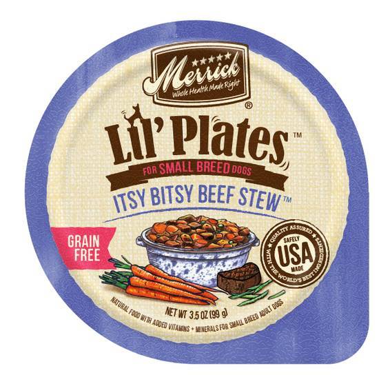 Merrick Lil' Plates Adult Small Breed Grain Free Itsy Bitsy Beef Stew Canned Dog Food (3.5 oz)