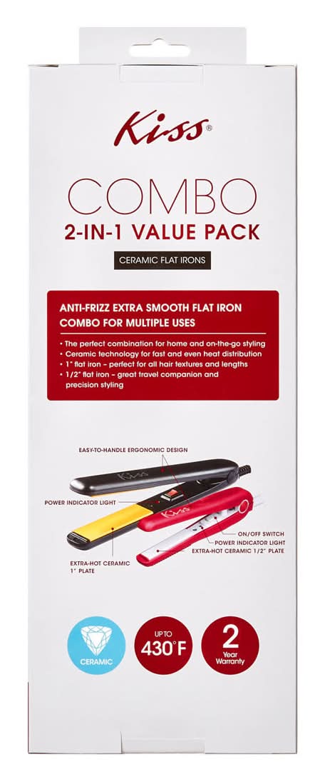Kiss 2-In-1 Ceramic Flat Irons Value Combo Pack