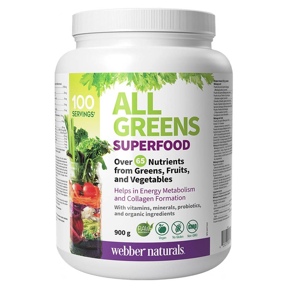 Webber Naturals All Greens Superfood 100 Servings, 900 G Powder