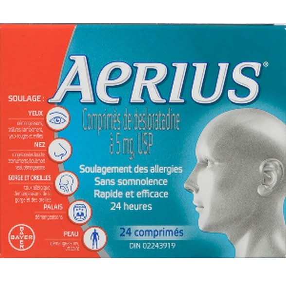 AERIUS Fast & Effective Allergy Relief Desloratadine Tablets Usp 5 mg (24 ct)