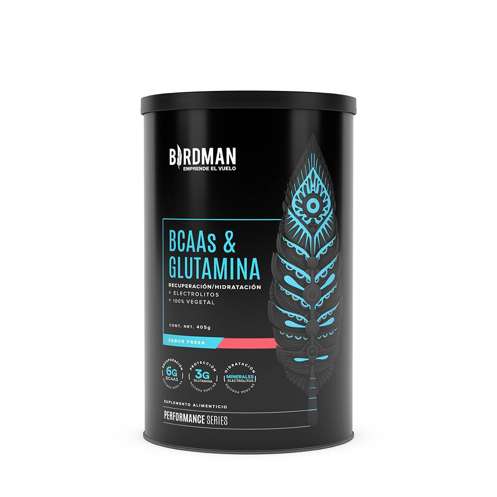 Birdman bcaas & glutamina sabor fresa (bote 405 g)