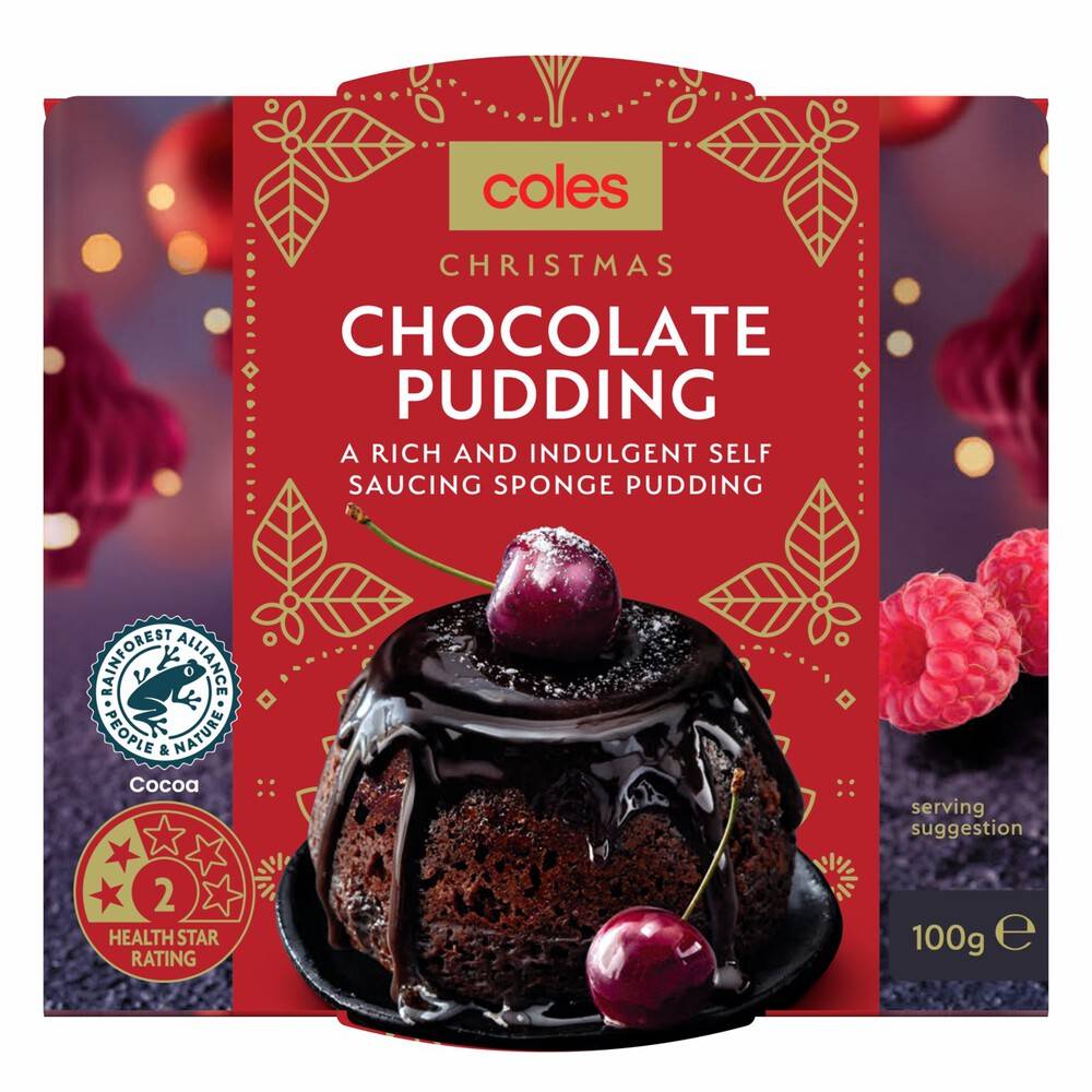 Coles Festive Chocolate Pudding Small 100g