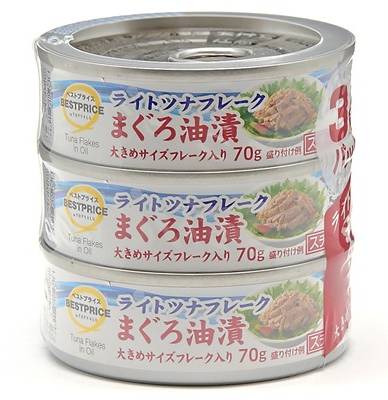 トップバリュ ベストプライス ライトツナフレーク まぐろ油漬 (3 入)